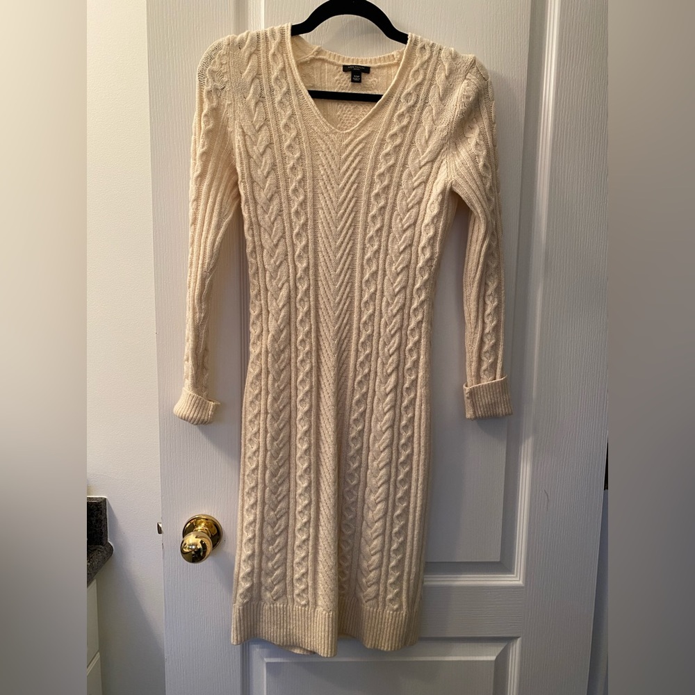 Ann Taylor Cable Knit Sweater Dress with Alpaca Wool XS Petite